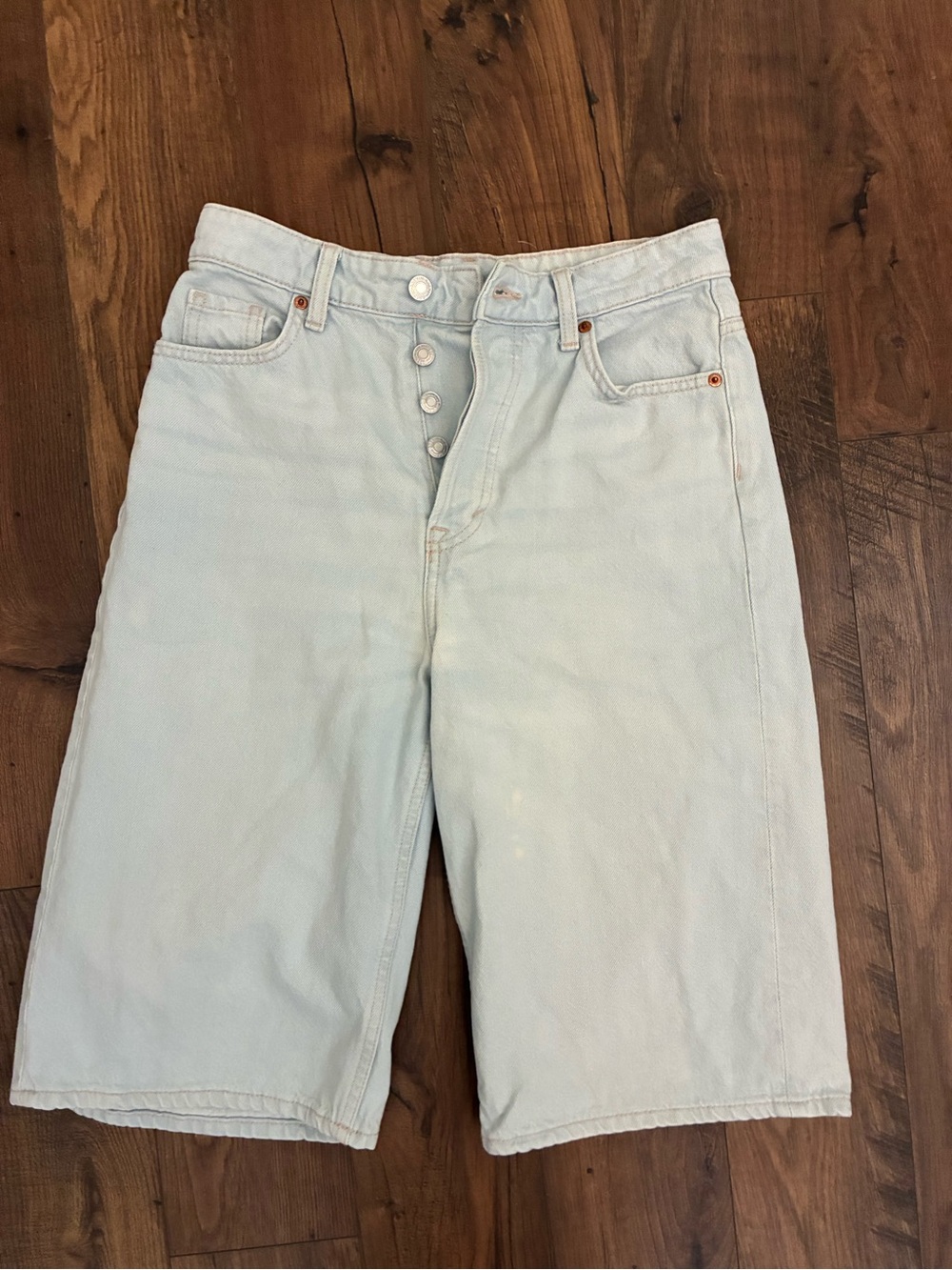 H&M & denim Baggy High Waisted Denim Bermuda Shorts/Jorts